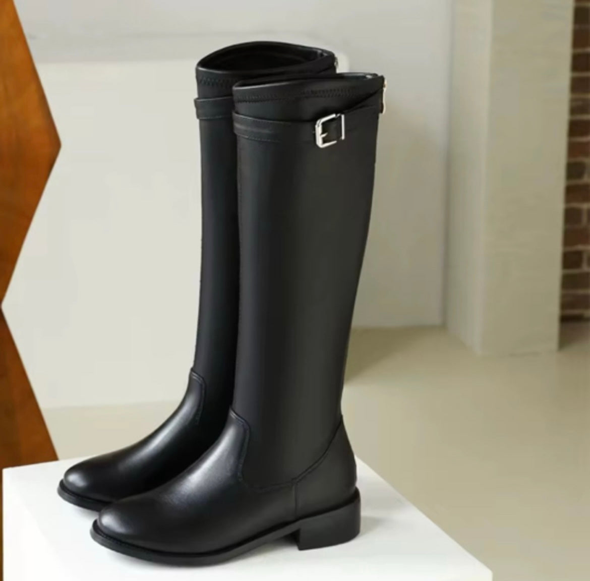 Chunky Heel Knee High Boots